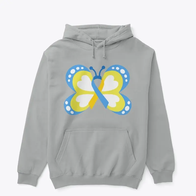 Yellow, blue ribbon butterfly 1