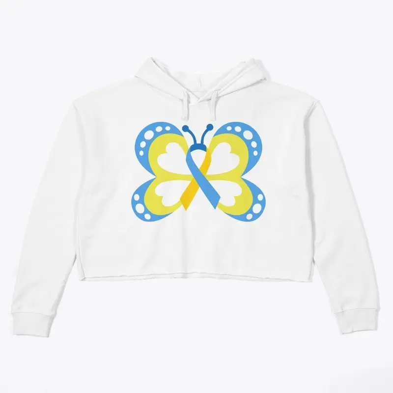 Yellow, blue ribbon butterfly 1