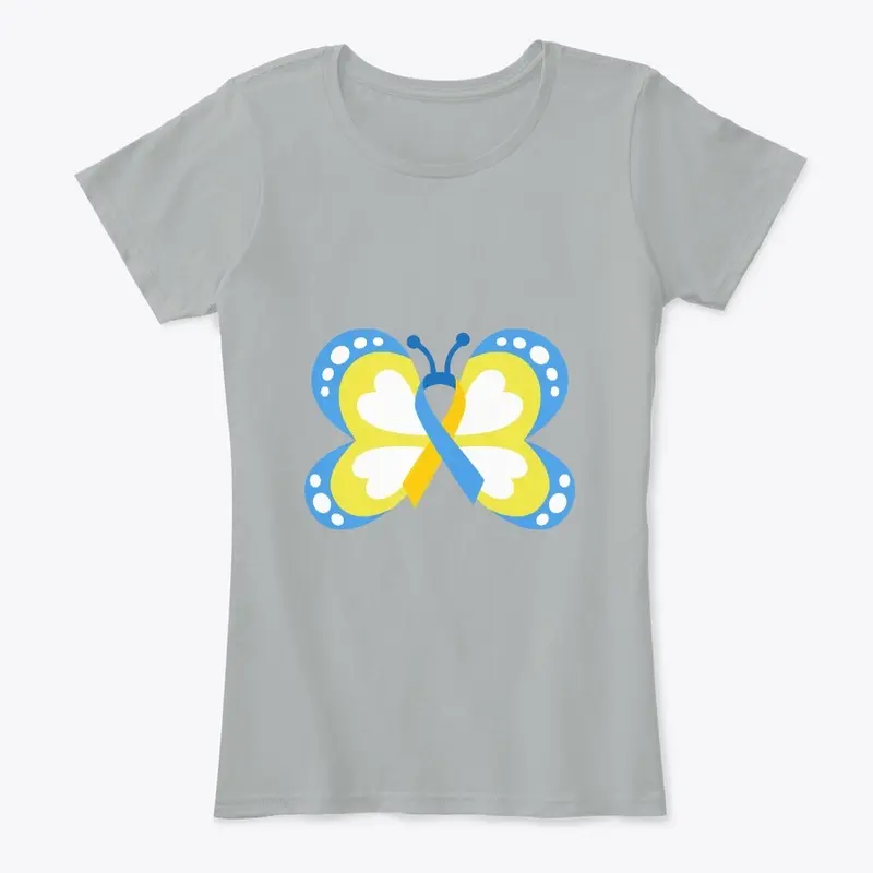 Yellow, blue ribbon butterfly 1