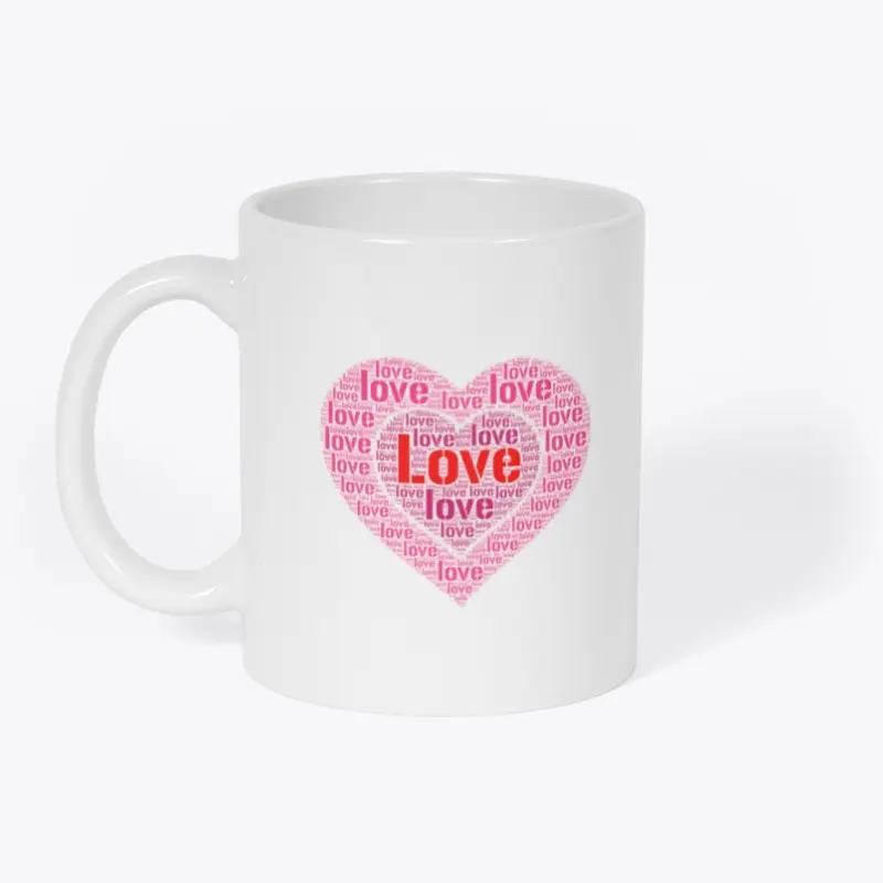 Love heart mostly pink color letters